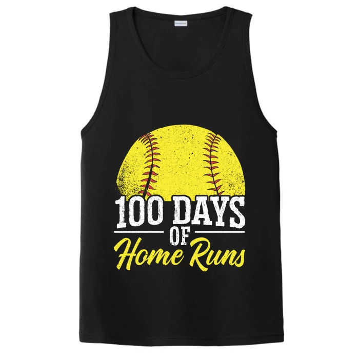 100 Days Of Home Runs School Teacher Student Educator Gift Performance Tank