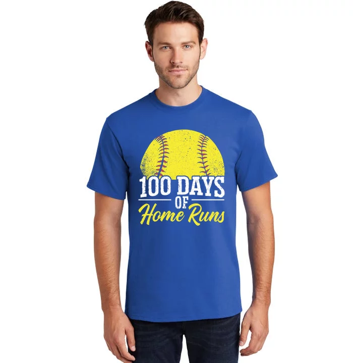 100 Days Of Home Runs School Teacher Student Educator Gift Tall T-Shirt