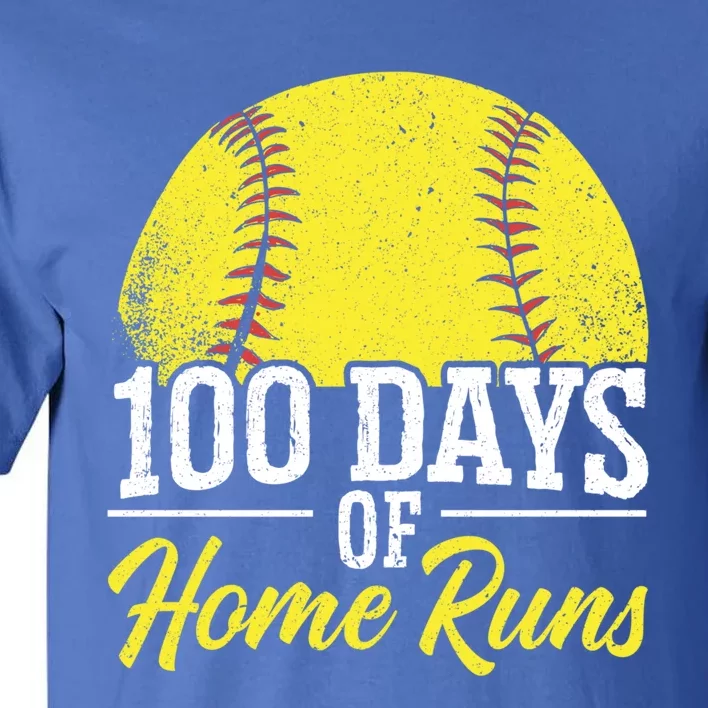 100 Days Of Home Runs School Teacher Student Educator Gift Tall T-Shirt