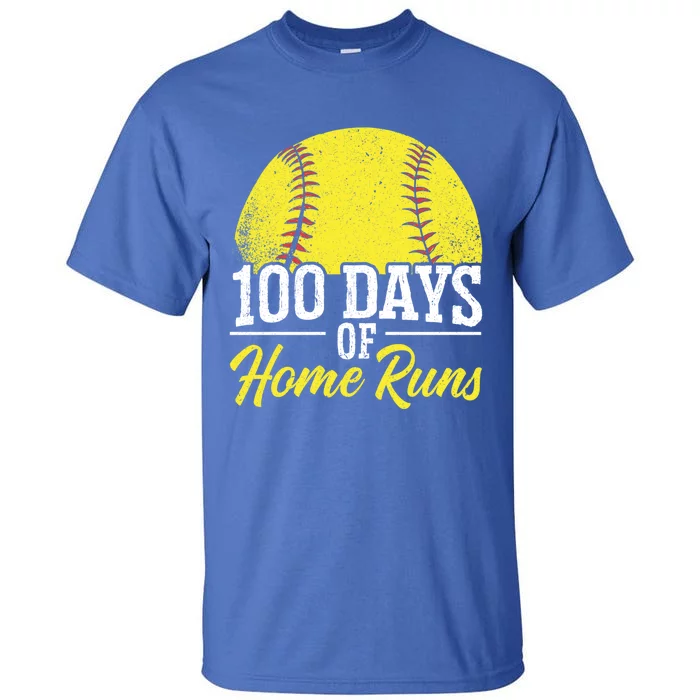 100 Days Of Home Runs School Teacher Student Educator Gift Tall T-Shirt