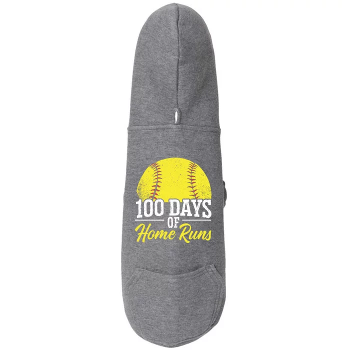 100 Days Of Home Runs School Teacher Student Educator Gift Doggie 3-End Fleece Hoodie