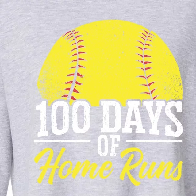 100 Days Of Home Runs School Teacher Student Educator Gift Cropped Pullover Crew