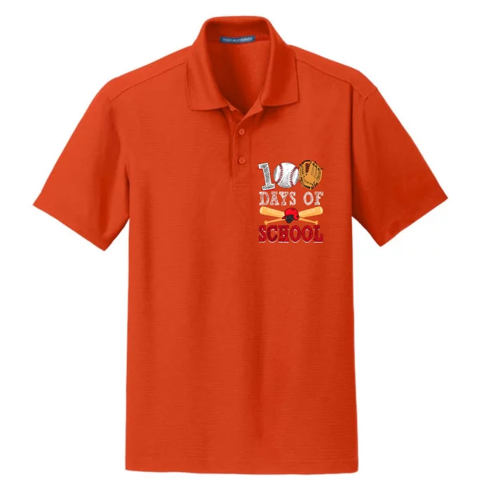 100 Days Of School Baseball Lover Dry Zone Grid Performance Polo