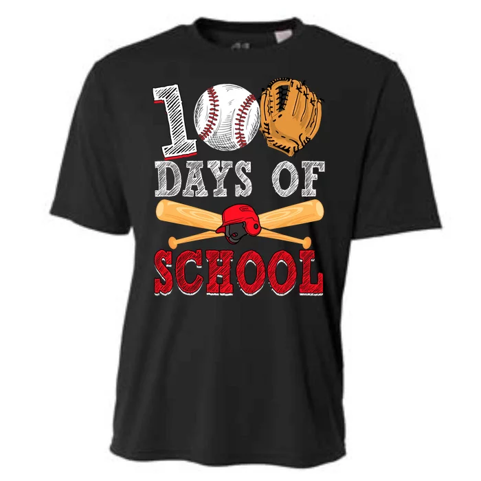 100 Days Of School Baseball Lover Cooling Performance Crew T-Shirt