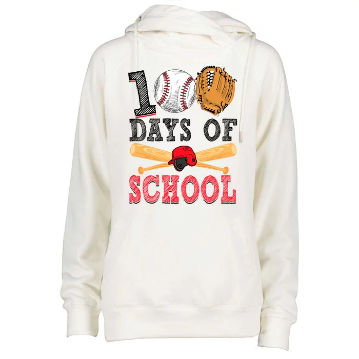 100 Days Of School Baseball Lover Womens Funnel Neck Pullover Hood