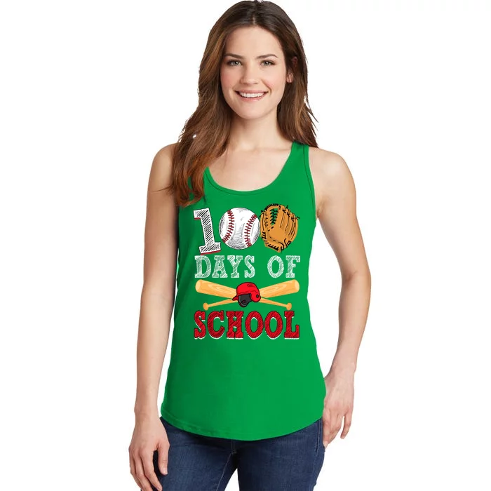 100 Days Of School Baseball Lover Ladies Essential Tank