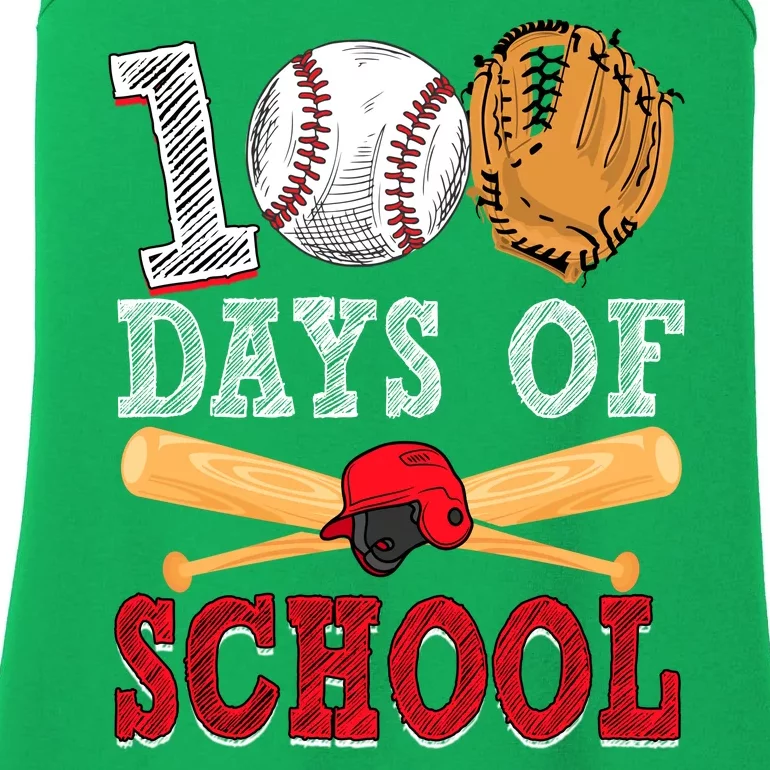 100 Days Of School Baseball Lover Ladies Essential Tank