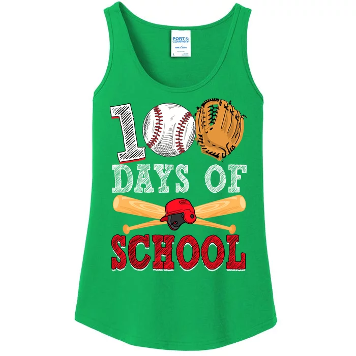 100 Days Of School Baseball Lover Ladies Essential Tank