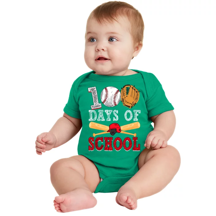 100 Days Of School Baseball Lover Baby Bodysuit