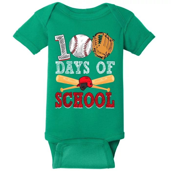 100 Days Of School Baseball Lover Baby Bodysuit