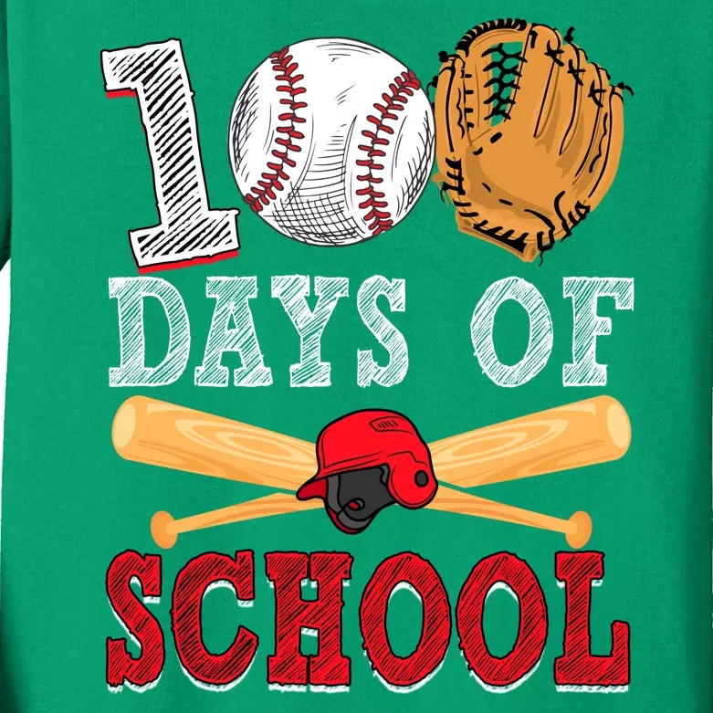 100 Days Of School Baseball Lover Kids Long Sleeve Shirt