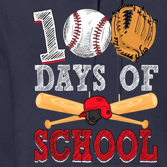 100 Days Of School Baseball Lover Premium Hoodie