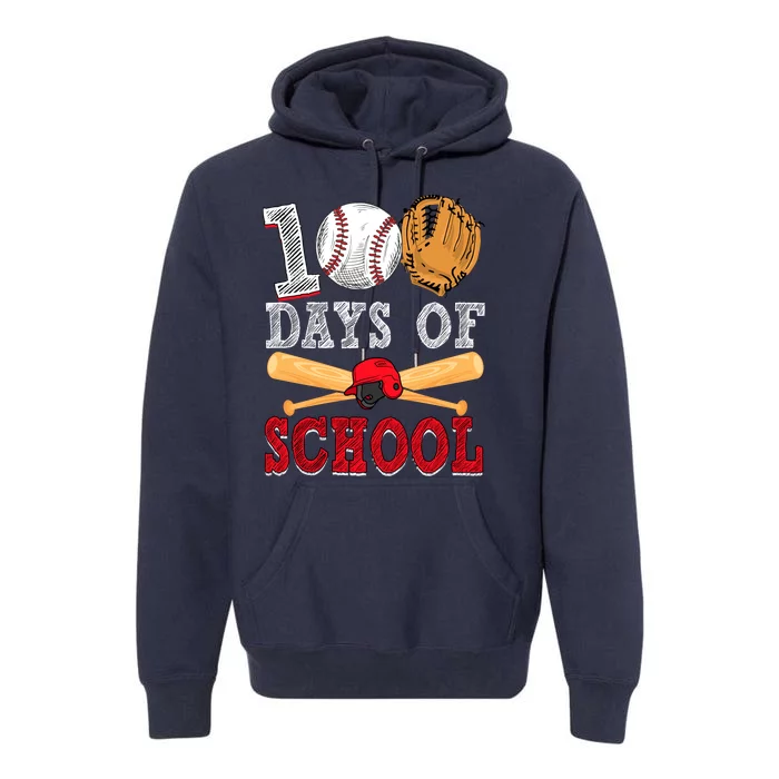 100 Days Of School Baseball Lover Premium Hoodie