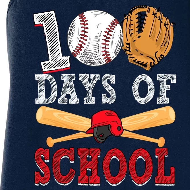 100 Days Of School Baseball Lover Women's Racerback Tank