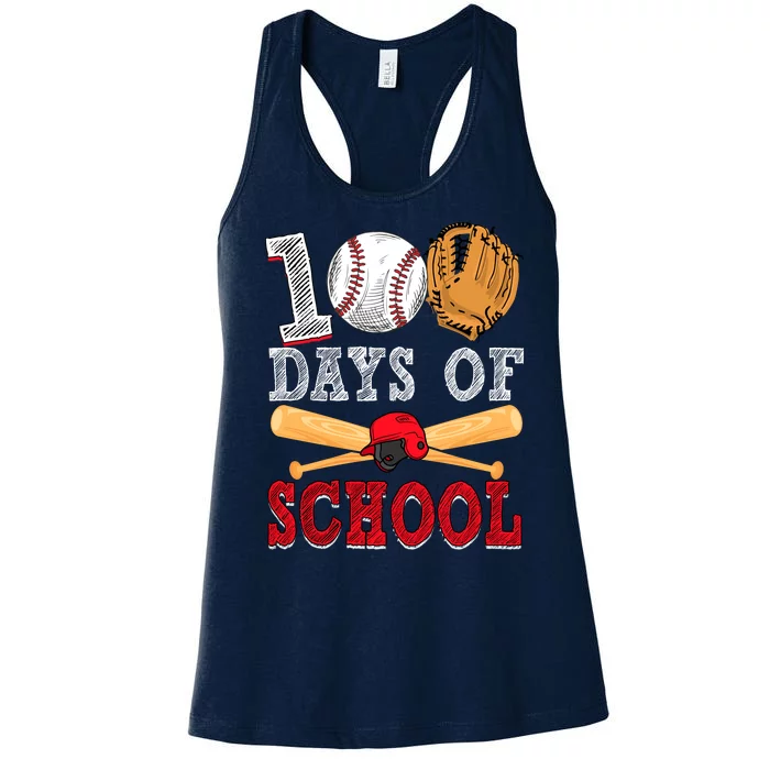 100 Days Of School Baseball Lover Women's Racerback Tank