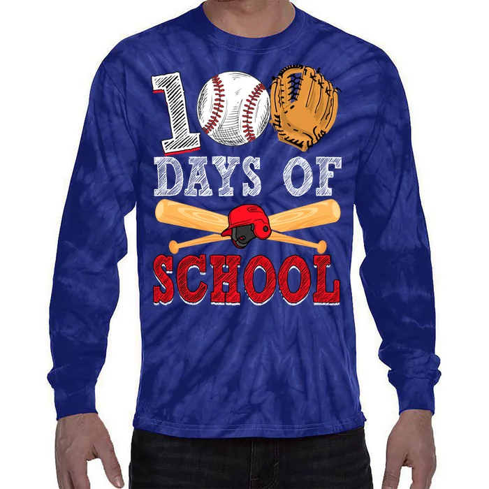 100 Days Of School Baseball Lover Tie-Dye Long Sleeve Shirt