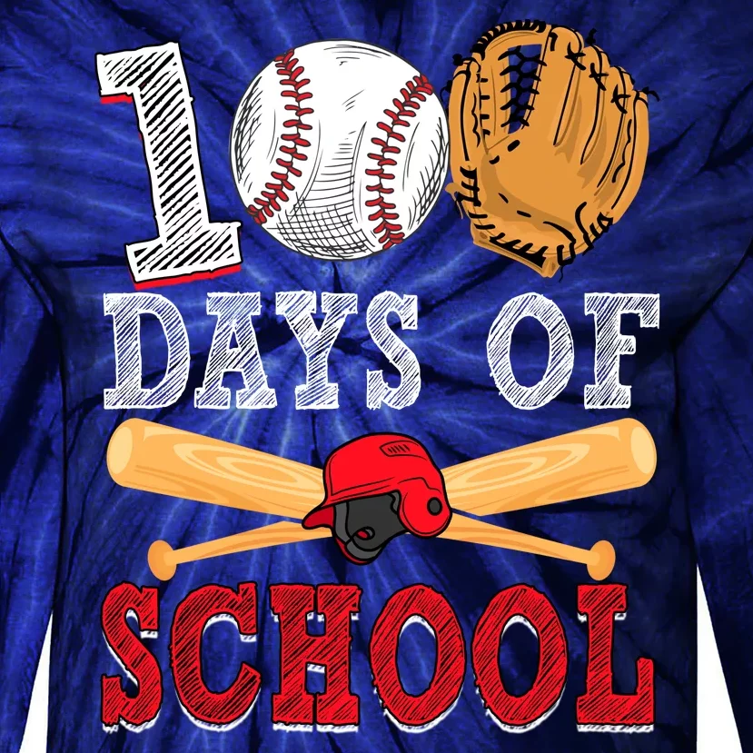 100 Days Of School Baseball Lover Tie-Dye Long Sleeve Shirt