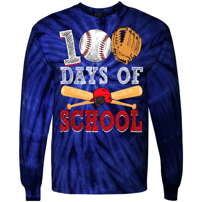 100 Days Of School Baseball Lover Tie-Dye Long Sleeve Shirt