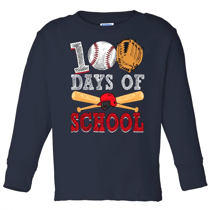 100 Days Of School Baseball Lover Toddler Long Sleeve Shirt