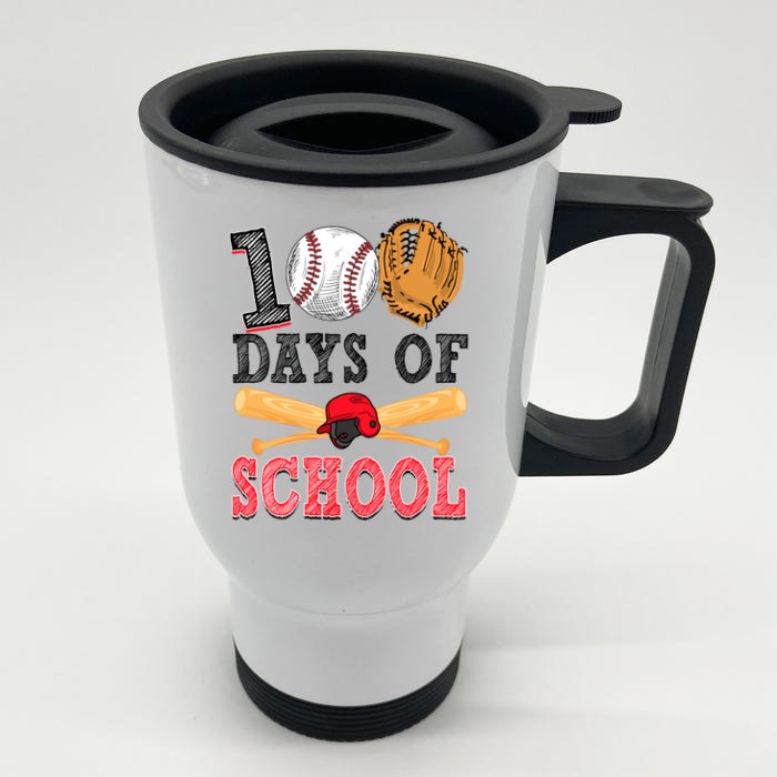 100 Days Of School Baseball Lover Front & Back Stainless Steel Travel Mug