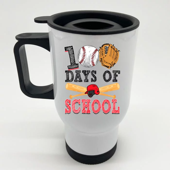 100 Days Of School Baseball Lover Front & Back Stainless Steel Travel Mug