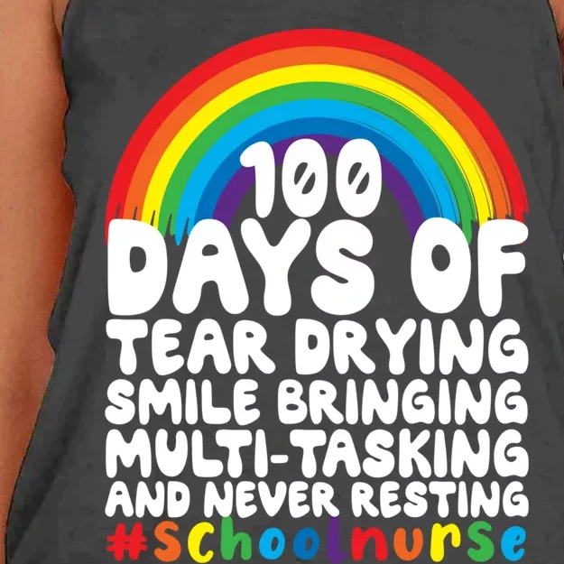 100 Days Of School And Tear Drying School Nurse Gift Women's Knotted Racerback Tank