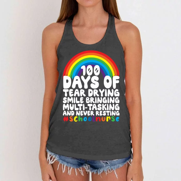 100 Days Of School And Tear Drying School Nurse Gift Women's Knotted Racerback Tank