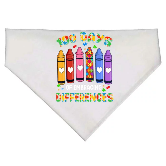 100 Days Of School Embracing Differences Autism Teacher Gift USA-Made Doggie Bandana