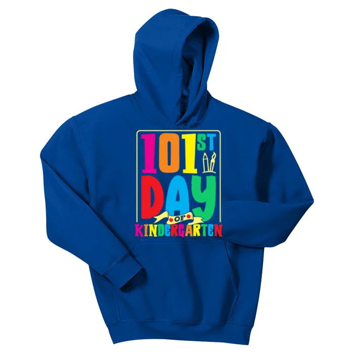 101st Day Of Kindergarten Saying 100 Days Gift Kids Hoodie