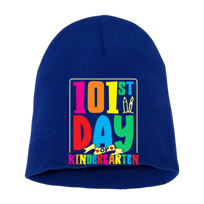 101st Day Of Kindergarten Saying 100 Days Gift Short Acrylic Beanie