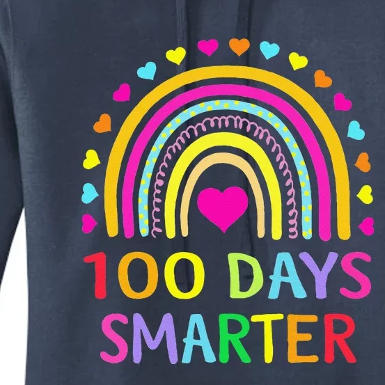 100th Day Of School Teacher 100 Days Smarter Rainbow Funny Women's Pullover Hoodie