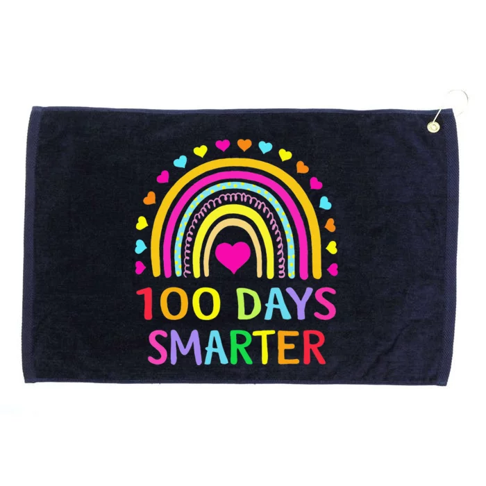 100th Day Of School Teacher 100 Days Smarter Rainbow Funny Grommeted Golf Towel