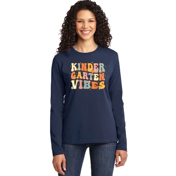 1st Day Of School Kindergarten Vibes Student Teacher Ladies Long Sleeve Shirt