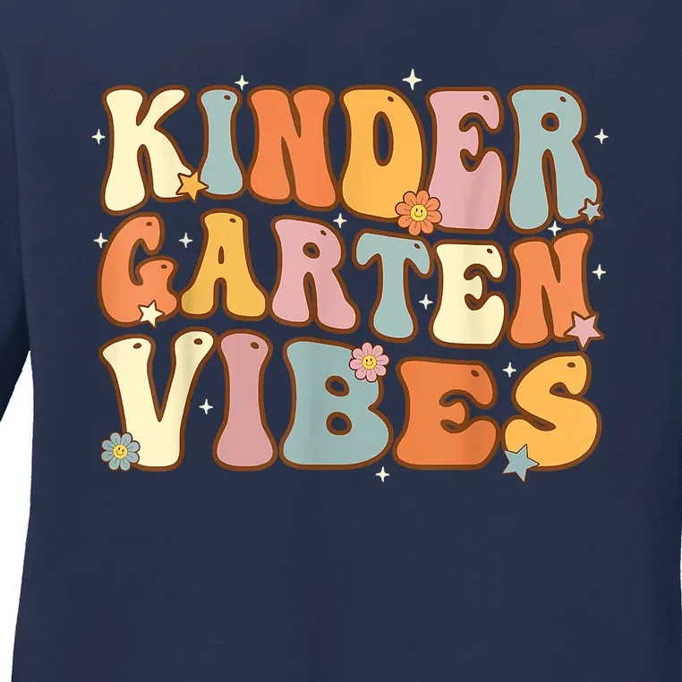 1st Day Of School Kindergarten Vibes Student Teacher Ladies Long Sleeve Shirt