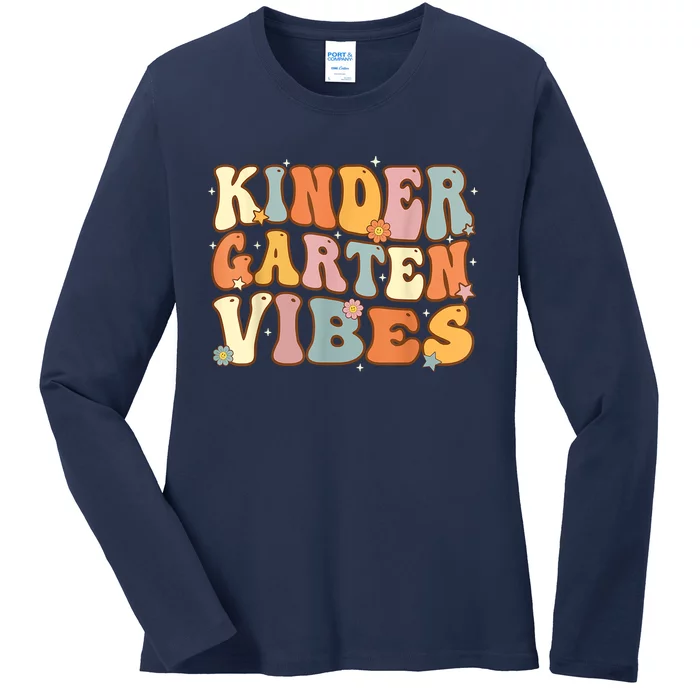 1st Day Of School Kindergarten Vibes Student Teacher Ladies Long Sleeve Shirt