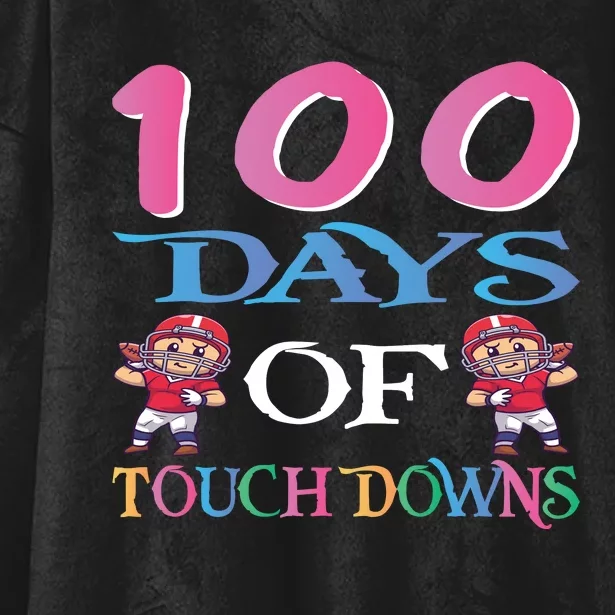 100 Days Of Touch Downs Funny Back To School Hooded Wearable Blanket