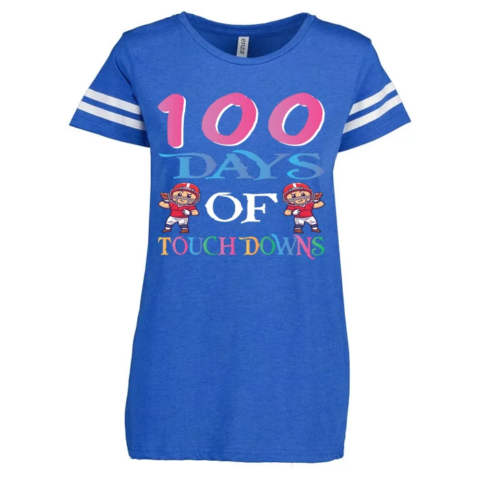 100 Days Of Touch Downs Funny Back To School Enza Ladies Jersey Football T-Shirt