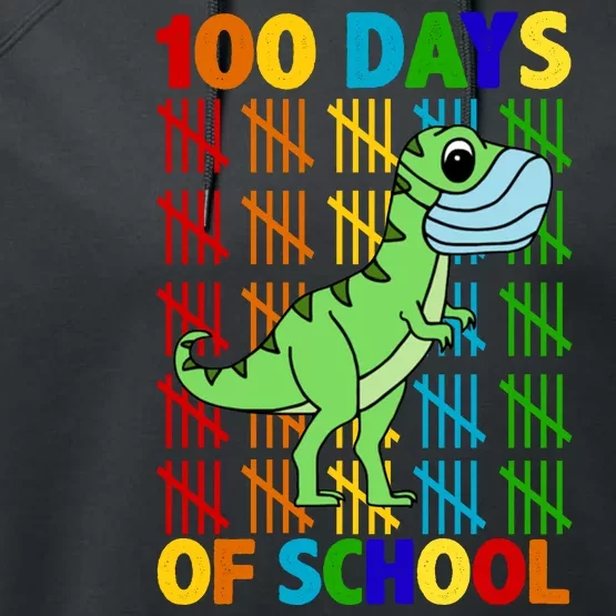 100 Days Of School Trex Quarantine Performance Fleece Hoodie