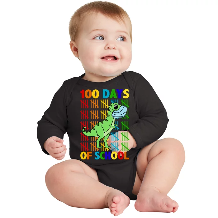 100 Days Of School Trex Quarantine Baby Long Sleeve Bodysuit