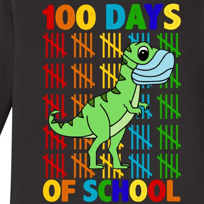 100 Days Of School Trex Quarantine Baby Long Sleeve Bodysuit