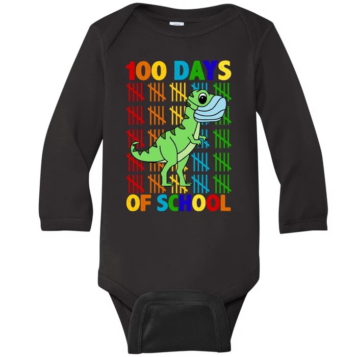 100 Days Of School Trex Quarantine Baby Long Sleeve Bodysuit