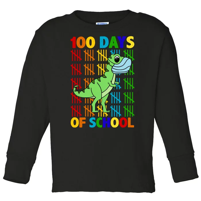 100 Days Of School Trex Quarantine Toddler Long Sleeve Shirt