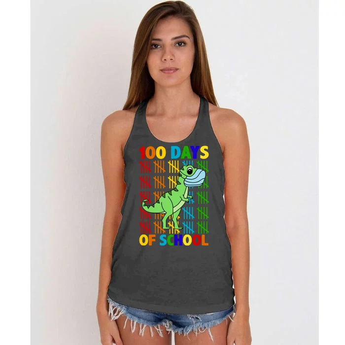 100 Days Of School Trex Quarantine Women's Knotted Racerback Tank