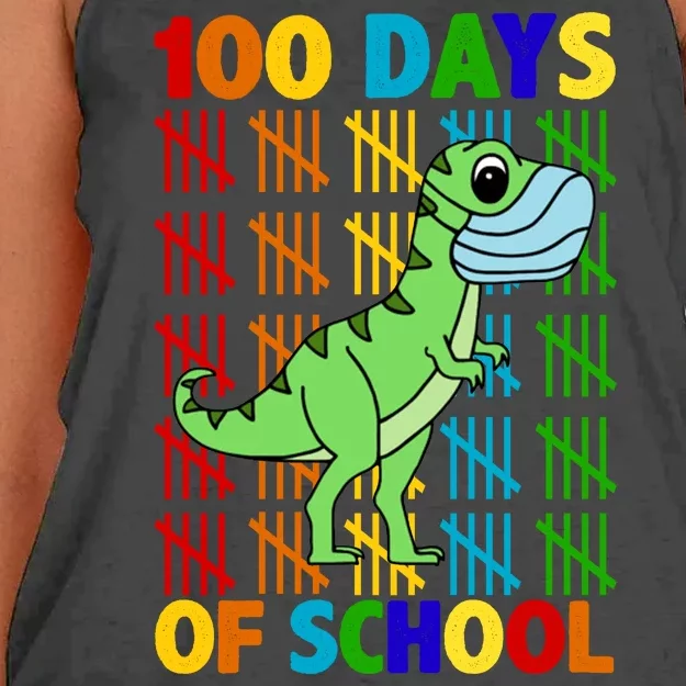 100 Days Of School Trex Quarantine Women's Knotted Racerback Tank