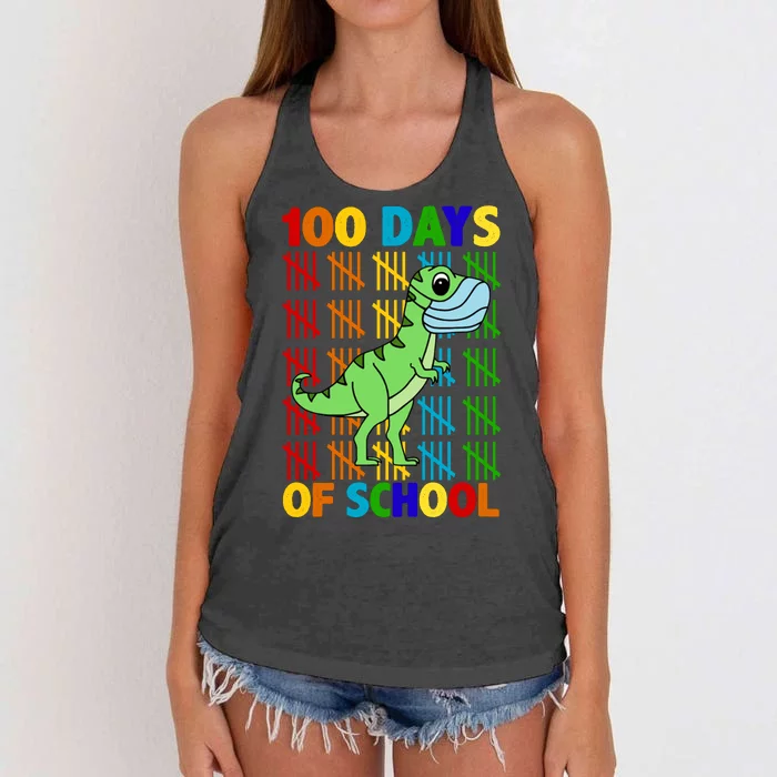 100 Days Of School Trex Quarantine Women's Knotted Racerback Tank