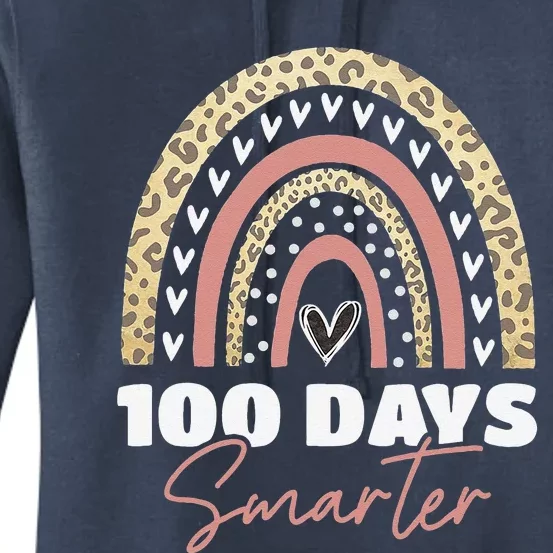 100th Day Of School Teacher 100 Days Smarter Rainbow Love Women's Pullover Hoodie