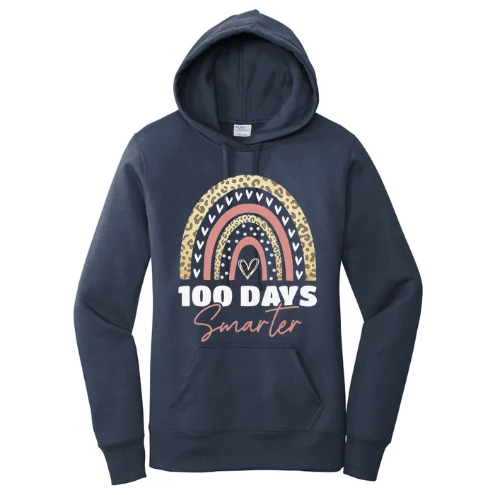 100th Day Of School Teacher 100 Days Smarter Rainbow Love Women's Pullover Hoodie