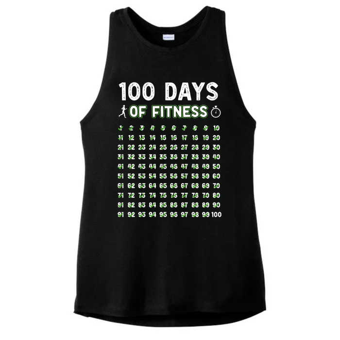 100 Days Of Fitness Healthy Lifestyle Funny Gift Ladies Tri-Blend Wicking Tank