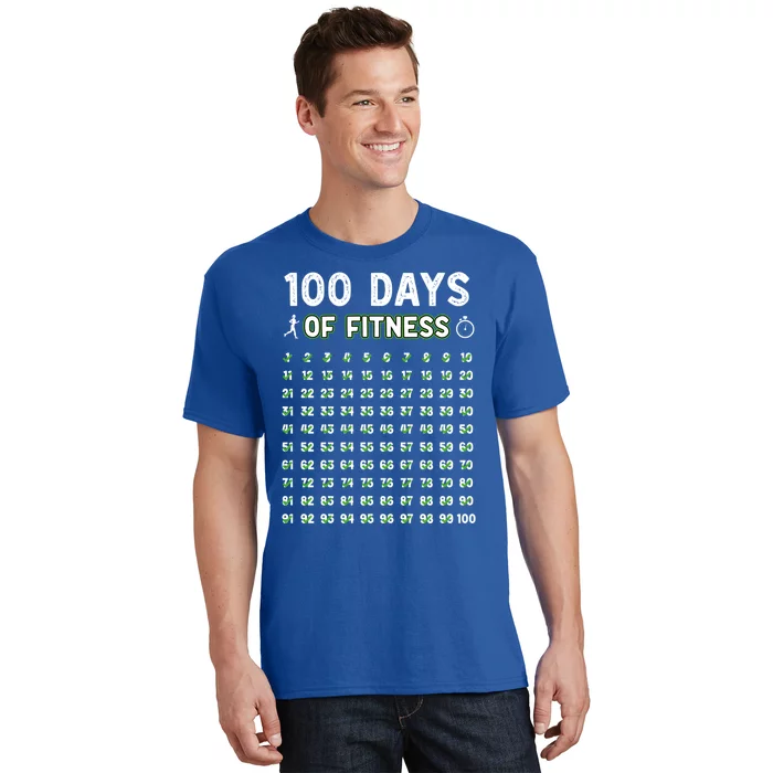 100 Days Of Fitness Healthy Lifestyle Funny Gift T-Shirt