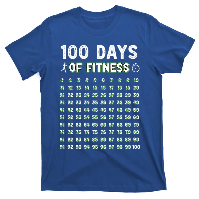 100 Days Of Fitness Healthy Lifestyle Funny Gift T-Shirt